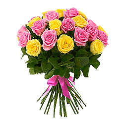 Yellow and pink roses