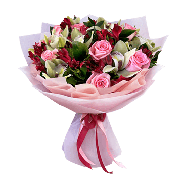 Bouquet of roses and orchids