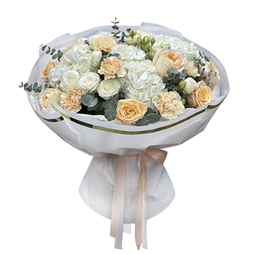 Bouquet of hydrangeas and roses