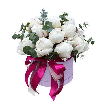 Peonies in a box