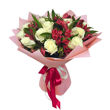 Bouquet of roses and alstroemeria