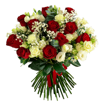 Bouquet of roses and lisianthus