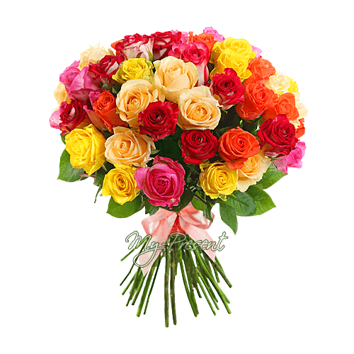 Букет из разноцветных роз (80 см)