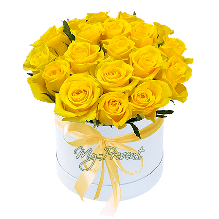 Gelbe Rosen in einer Box