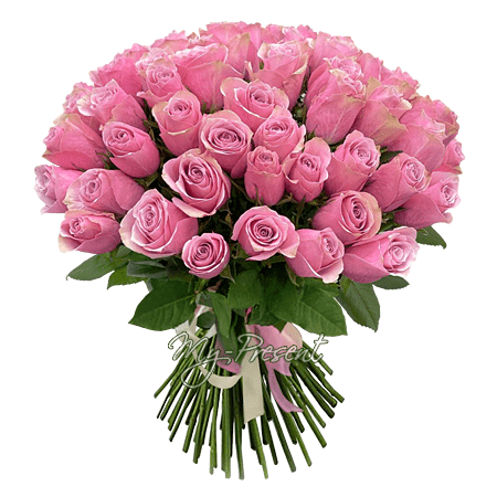 Букет из розовых роз (50 см.)