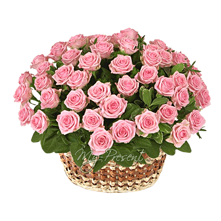 Basket with pink roses