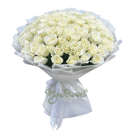 Bouquet of white roses (70-80 cm)