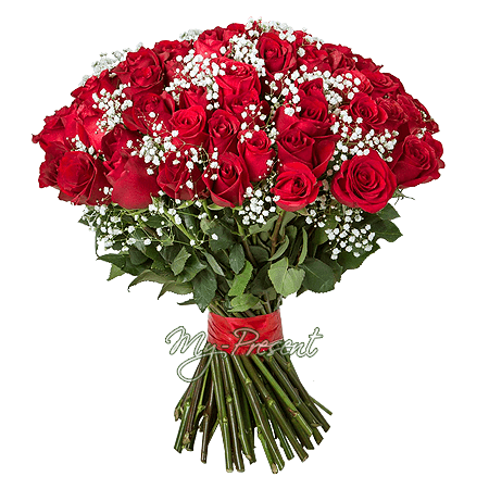 Blumenstrauß aus roten Rosen (80 cm.)